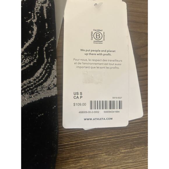 Athleta Women's Small Aurora Shine Tight Leggings Black Marble Silvee‎ Seamless - Picture 6 of 8